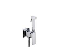 VALAZ Tajo Grifo de bidet empotrado cuadrado de latón y acero inoxidable con flexo de 150 cm en color cromado
