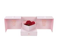 Valentine's Box, Festival Box with Satin Ribbon, Flower Box with Drawer, Satin Ribbon Paper Boxes for Valentine's Day, Mother's Day Gift Box, Elegant Decorative Box for and Flowers