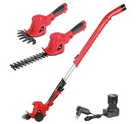 Valex RSA109 - Recortador para setos y parterres a batería, Hoja Cortasetos de 220 mm y cortacésped de 160 mm, Cabezal inclinable de 7 Posiciones, Mango telescópico con Ruedas
