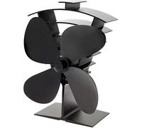 Valiant Ventilador de estufa de leña alimentado por calor, Premium IV | ventilador para estufa, ventilador de chimenea sin electricidad, reparto del calor, 4 aspas, negro