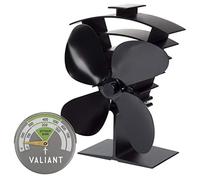 Valiant Ventilador de estufa Premium IV y termómetro magnético, Negro