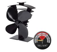 Valiant Ventilador de estufa Premium IV y termómetro magnético, Rojo | ventilador para estufa de leña FIR627, termómetro magnético, sin electricidad, reparto del calor, 199 mm