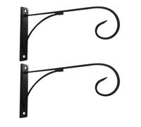VALICLUD 2 Juegos Colgador de Plantas de Pared Soporte para Cesta Colgante de Hierro Negro, Diseño Europeo, para Cestas de Flores y Veletas, Uso Interior y Exterior, Adecuado para Balcones