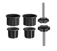 VALICLUD 2 Juegos Piezas de Repuesto para Soporte de Paraguas, Piezas Base Sombrilla de Patio, Plástico Negro, 4 Tapas para Agujeros y 2 Tornillos, para Poste y Soporte de Sombrilla