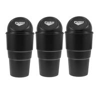 VALICLUD 3 Piezas Cubo de Basura Portátil para Coche de Plástico Negro | Contenedor de Residuos para Interiores, Superficie Lisa, Uso en Oficina y Automóvil, Diseño Decorativo Pequeño