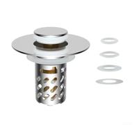 Valixirant Tapón de fregadero 3 en 1 con cesta de filtro de acero y colector de pelo, desagüe cromado de 30-46 mm con instalación
