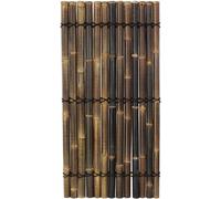 Valla de bambú "Apas3" negra y marrón, de 180x90 cm, fabricada con tubos de bambú gruesos de 6-8 cm de diámetro. Panel divisor de ambientes de bambú, color oscuro, de 1,8 m x 0,9 m