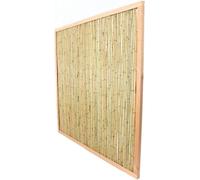 Valla de bambú Silecomplaza de 180x180 cm con marco de madera en color claro, "KohSamui", producto premium: panel divisor de ambientes hecho con listones de bambú, 1,8m x 1,8m