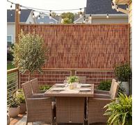 Valla de Caña Natural Ocultación para Terraza, Rollo de Cañizo Fuerte Unido sin Alambre para Evitar Óxido, Incluye Bridas, Panel Protector Visual Decorativo para Patio y Piscina(Carbonizado,90x350cm)