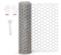 Valla de malla de alambre, rejilla para roedores, malla de alambre, adecuada para valla de jardín, alambre de conejo, alambre de pollo (12 m x 40 cm, grosor del alambre 2,5 x 1,5 mm), 1 par de guantes