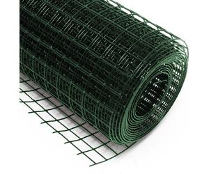 Valla de malla de alambre verde Wiltec, 1x25 metros, 100 cm de altura, 1,42 mm de grosor, tamaño de malla 25x25 mm, alambre para jaulas de cuatro caras, acero galvanizado, malla de alambre, malla para