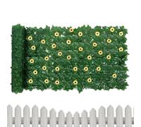 Valla de privacidad de hiedra con telón de fondo decorativo de girasol, pantallas de privacidad falsas de 1 x 3 m, para exteriores, , patio, césped, balcón, porche, dormitorio, apartamento