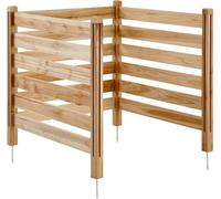 Valla de privacidad de madera, con 3 paneles, diseño de listones, ideal para proteger la unidad de aire acondicionado. Dimensiones: 91 cm de ancho x 91 cm de largo