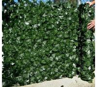 Valla Decorativa de Hiedra Artificial, 3m x 1,5m Rollo de Seto Verde de Hojas Artificiales para Valla de Jardín, Panel de Pantalla de Hiedra para Valla de Privacidad, Decoración de Pared Exterior