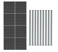 Valla exterior WPC 185x1391cm |GRIS| 8x Paneles + 9x Postes de aluminio C/LED solar | Panel doble cara | Diseño moderno | Fácil de montar | Ideal jardín o cerramientos | Valla de privacidad