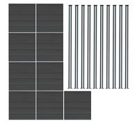 Valla exterior WPC 185x1564cm |GRIS| 9x Paneles + 10x Postes de aluminio C/LED solar | Panel doble cara | Diseño moderno | Fácil de montar | Ideal jardín o cerramientos | Valla de privacidad