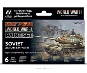 Vallejo 070202 Juego de Pintura, Armadura e infantería soviética, Modelo WWII