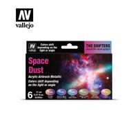 Vallejo The Shifters Set de Pintura Acrílica Space Dust. Kit de 6 Colores de Acabado Metalizado para Aerógrafo en Botellas de 17 Ml para Pintar Figuras de Fantasía y Wargames