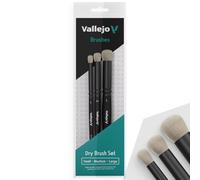 Vallejo Set de 3 pinceles para pincel seco (S, M, L) pelo natural para miniaturas