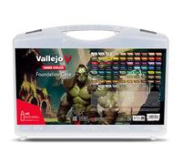 Vallejo Game Color Foundation Case 72180, maletín con 80 botes de 18 ml de pintura acrílica mate para miniaturas y wargames: carnaciones, rojos, naranjas, azules, morados, verdes, marrones y grises