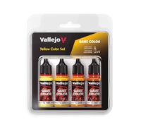 Vallejo Game Color Set de Pintura Acrílica Amarillo (Yellow Color Set). Kit de 4 Colores de Acabado Mate en Botellas de 18 ml con Cuentagotas para Figuras de Fantasía y Wargames