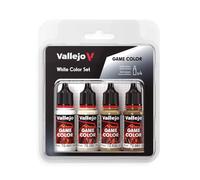 Vallejo Game Color Set de Pintura Acrílica Blanco (White Color Set). Kit de 4 Colores de Acabado Mate en Botellas de 18 ml con Cuentagotas para Figuras de Fantasía y Wargames