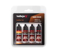 Vallejo Game Color Set de Pintura Acrílica Cuero (Leather Set). Kit de 4 Colores de Acabado Mate en Botellas de 18 ml con Cuentagotas para Figuras de Fantasía y Wargames