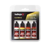 Vallejo Game Color Set de Pintura Acrílica Dorado NMM (Gold NMM Set). Kit de 4 Colores de Acabado Mate en Botellas de 18 ml con Cuentagotas para Figuras de Fantasía y Wargames