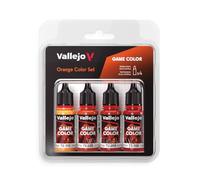 Vallejo Game Color Set de Pintura Acrílica Naranja (Orange Color Set). Kit de 4 Colores de Acabado Mate en Botellas de 18 ml con Cuentagotas para Figuras de Fantasía y Wargames