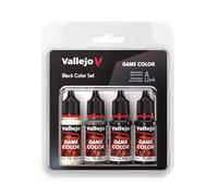 Vallejo Game Color Set de Pintura Acrílica Negro (Black Color Set). Kit de 4 Colores de Acabado Mate en Botellas de 18 ml con Cuentagotas para Figuras de Fantasía y Wargames