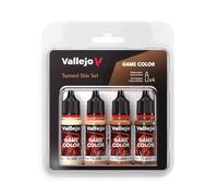 Vallejo Game Color Set de Pintura Acrílica Piel Bronceada (Tanned Skin Set). Kit de 4 Colores de Acabado Mate en Botellas de 18 ml con Cuentagotas para Figuras de Fantasía y Wargames