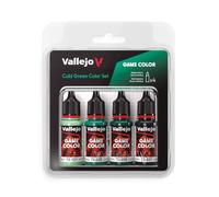 Vallejo Game Color Set de Pintura Acrílica Verde Frío (Cold Green Set). Kit de 4 Colores de Acabado Mate en Botellas de 18 ml con Cuentagotas para Figuras de Fantasía y Wargames