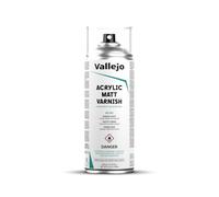 Vallejo Hobby Paint Acrylic Matt Varnish 400 Ml. Barniz Acrílico en Spray. Protección Duradera y Flexible Para Pinturas Acrílicas y Óleos. Barniz Transparente de Acabado Mate en Aerosol