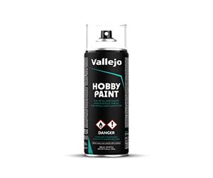 Vallejo Hobby Paint Spray Blanco 400 Ml. Imprimación en Spray para Modelismo y Maquetas de Acabado Mate y Autonivelante. Capa Base en Aerosol con 2 Difusores