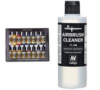 Vallejo Model Air Set - Set de pintura acrílica (16 unidades), multicolor + 71.199, Limpiador Aerógrafo - 200 ml