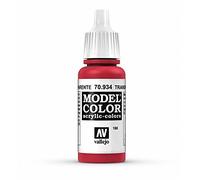 Vallejo Model Color Pintura Acrílica Rojo (Transparent Red) Acabado Mate, 18 ml. Autonivelante y Sistema BSL para Modelismo y Figuras
