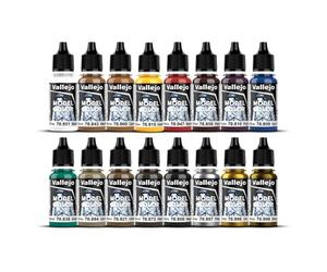 Vallejo Model Color Set de Pintura Acrílica Colores Edad Media. Kit de 16 Colores de Acabado Mate en Botellas de 18 Ml con Cuentagotas y Una Carta de Colores para Modelismo, Maquetas y Dioramas