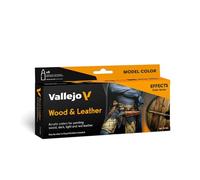 Createx Vallejo Set de pintura acrílica Model Color Wood & Leather - 8 colores mate, botellas 18 ml