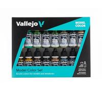 Vallejo Model Color Set de Pintura Acrílica WWII Camuflaje Alemán. Kit de 16 Colores de Acabado Mate en Botellas de 18 Ml con Cuentagotas y una Carta de Colores para Modelismo y Maquetas.