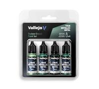 Createx Vallejo Pintura True Metallic Dusken Green – Set 4 colores (Base, Light, Shade, Airbrush)