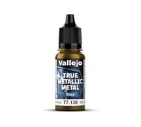 Vallejo Pintura True Metallic Metal 136-18ML Greenish Gold, Efecto Metálico, Alto Poder de Cubrición, Acabado Suave y Homogéneo, Ideal para Pincel