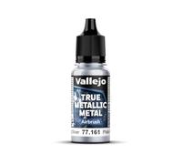 Vallejo Pintura True Metallic Metal 161-18ML Aerógrafo, Color Plata Estéril, Acabado Homogéneo, Sin Dilución Necesaria, Ideal para Modelismo y Manualidades