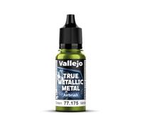 Vallejo Pintura True Metallic Metal 175-18ml Amber Green para Aerógrafo, Acabado Homogéneo y Alta Intensidad de Color, Formulación Sin Dilución, Ideal para Modelismo y Manualidades