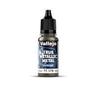 Vallejo Pintura True Metallic Metal 18ml para Aerógrafo, Color Aged Metal, Acabado Homogéneo y Alta Intensidad, Sin Dilución Necesaria, Ideal para Modelismo y Manualidades