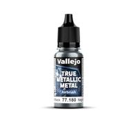 Vallejo Pintura True Metallic Metal Obsidian Black 18ml, Formulación para Aerógrafo, Acabado Homogéneo y Alta Intensidad de Color, Ideal para Modelismo y Manualidades
