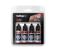 Createx Vallejo – Set Pinturas True Metallic Rojo Rubí – 4 colores (BASE, LIGHT, SHADE, AIRBRUSH)