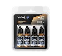Vallejo Set de pintura acrílica True Metallic 4 colores BASE LIGHT SHADE AIRBRUSH Oro Imperial