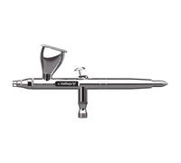 Vallejo Profinish Aerógrafo Cromado, Doble Acción, Ideal para Artistas, Aguja/Boquilla 0,2 mm y 0,3 mm, Copas de 3 ml, 9 ml y 15 ml, Conexión Rápida a Manguera