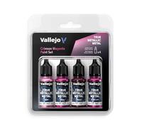Vallejo True Metallic Metal - Set Magenta Carmesí - Pintura Acrílica Metalizada para Miniaturas - 4 Botes de 18 ml (Light, Base, Shade, Airbrush)