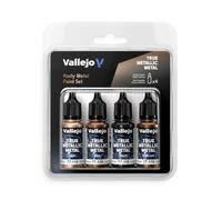Vallejo True Metallic Metal - Set Metal Oxidado - Pintura Acrílica Metalizada para Miniaturas - 4 Botes de 18 ml (Light, Base, Shade, Airbrush)